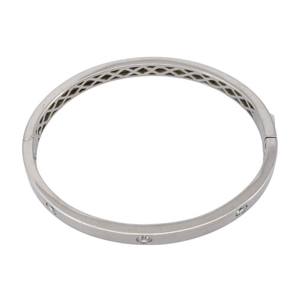 Vintage Sterling Silver 925 Bangle Bracelet with Cubic Zirconia 7.25" - Picture 4 of 9